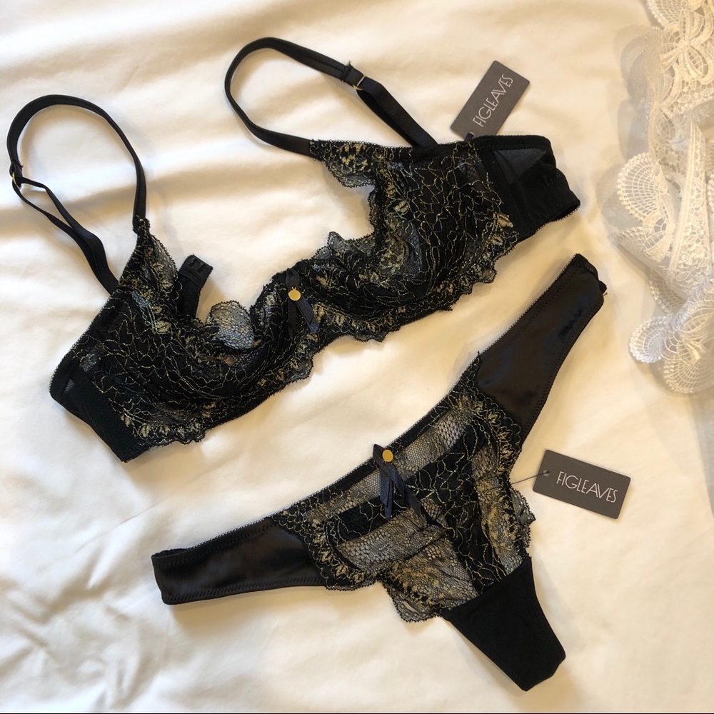 NWT! ❤️ Figleaves high-end UK bra & thong set 34c WOW